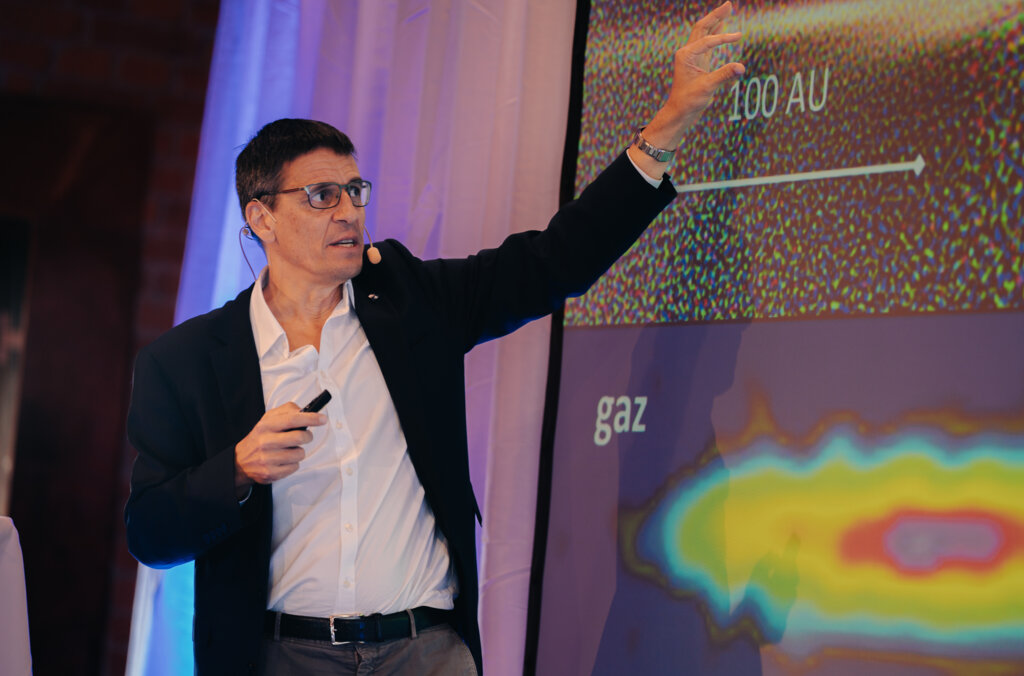 A man holding a presentation