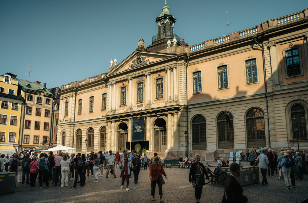 Fasaden på Nobelprismuseet, ett museum i Stockholm.